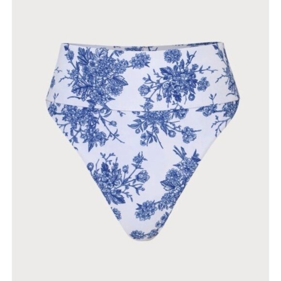 Berlook 2 Piece Swimsuit Bikini Size S Small Blue White High Rise NEW W Bag - Picture 6 of 14